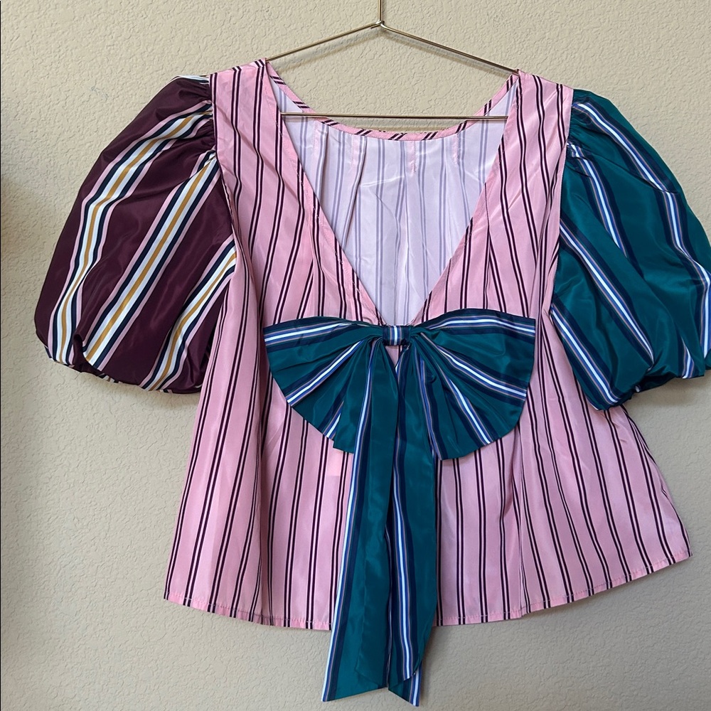 Anthropologie | Maeve Taffeta Striped Multi Color - Picture 5 of 11